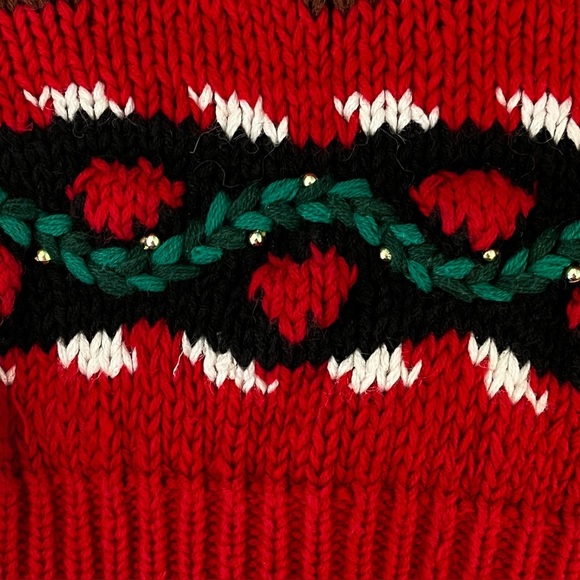 Vintage 90s Karen Scott Christmas Sweater Vest Teddy Bears 3D Trims Red Size 1X - Picture 10 of 12